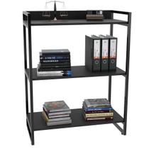 Estante Multiuso 3 Prateleiras Escritório Estilo Industrial Form C01 104x80 Preto Onix - Lyam Decor