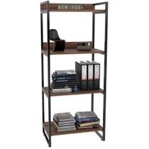 Estante Multiuso 4 Prateleiras Escritório 146x60 Cm Nogal