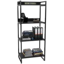 Estante Multiuso 4 Prateleiras Escritório Estilo Industrial Form 146x60 cm Preto Onix - Lyam Decor Estante Multiuso 4 Prateleiras Escritório Estilo Industrial Form 146x60 cm Preto Onix - Lyam Decor