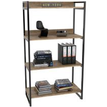 Estante Multiuso 4 Prateleiras Escritório Estilo Industrial Form 146x80 cm Carvalho - Lyam Decor Estante Multiuso 4 Prateleiras Escritório Estilo Industrial Form 146x80 cm Carvalho - Lyam Decor