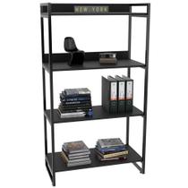 Estante Multiuso 4 Prateleiras Escritório Estilo Industrial Form C01 146x80 Preto Onix - Lyam Decor