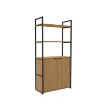 Estante Multiuso 5 Prateleiras 2 Portas Kappesberg Crome Industrial Freijó/Preto Fosco
