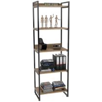 Estante Multiuso 5 Prateleiras Escritório Estilo Industrial Form 187x60 cm Carvalho - Lyam Decor Estante Multiuso 5 Prateleiras Escritório Estilo Industrial Form 187x60 cm Carvalho - Lyam Decor