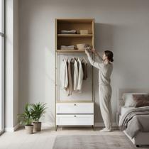 Estante Multiuso Alta com 2 Gavetas e Cabideiro Infinity 2061 Genialflex Estante Multiuso Alta com 2 Gavetas e Cabideiro Infinity 2061 Genialflex