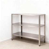 Estante Multiuso Com 3 Prateleiras Práticas 90x30cm Em Aço Inox