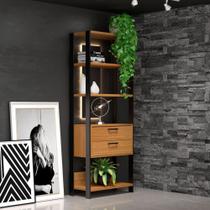 Estante Multiuso Componível 73,5cm 5 prateleiras 2 gavetas 100% MDF E91 Pradel Móveis