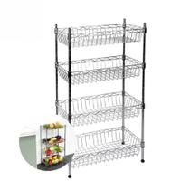 Estante Multiuso de Aço Cromado com 4 Cestos Ajustáveis Estante Multiuso de Aço Cromado com 4 Cestos Ajustáveis