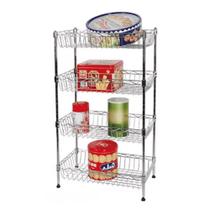 Estante Multiuso de Aço Cromado com 4 Cestos Ajustáveis Estante Multiuso de Aço Cromado com 4 Cestos Ajustáveis