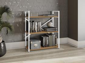 Estante Multiuso Desk Baixa 3 Prateleiras Canela/Branco