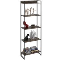 Estante Multiuso Escritório Industrial 05 Prateleiras Areta 186x60cm C01 Carvalho Dark - Lyam Decor Estante Multiuso Escritório Industrial 05 Prateleiras Areta 186x60cm C01 Carvalho Dark - Lyam Decor