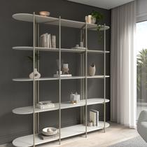 Estante Multiuso Livreiro Orgânica Industrial Enya 195,8cm x 180cm Off White/Champanhe Estante Multiuso Livreiro Orgânica Industrial Enya 195,8cm x 180cm Off White/Champanhe