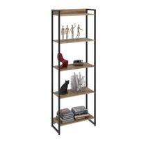 Estante Multiuso Para Escritório Industrial 05 Prateleiras Areta 186x60cm C01 Carvalho - Lyam Decor