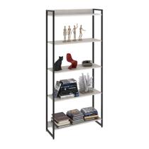 Estante Multiuso Para Escritório Industrial 05 Prateleiras Areta 186x80cm C01 Snow - Lyam Decor Estante Multiuso Para Escritório Industrial 05 Prateleiras Areta 186x80cm C01 Snow - Lyam Decor