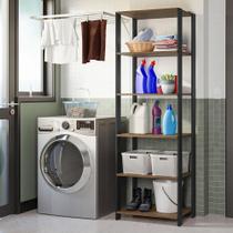 Estante Multiuso Para Lavanderia 59cm Rustic/preto Estante Multiuso Para Lavanderia 59cm Rustic/preto