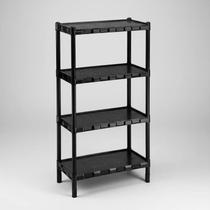 Estante Multiuso Plástica Preta Agraplast Milão 4 Andares Resistente, com Pezinhos e Fácil de Montar 779