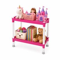 Estante Multiuso Rosa Dupla Rack Organizadora De Brinquedos 2 Prateleiras Porta Documentos Quarto Comoda Cosmeticos Meni Estante Multiuso Rosa Dupla Rack Organizadora De Brinquedos 2 Prateleiras Porta Documentos Quarto Comoda Cosmeticos Meni
