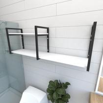 Estante nicho industrial banheiro prateleira branca prateleira industrial prateleira de parede prateleira de ferro e madeira - E-nichos