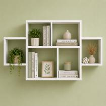 Estante Nicho Prateleira Suspensa MDF Branco 70x110x5cm para Sala e Quarto Decorativo Sinanue