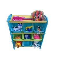 Estante organizador de brinquedos bau porta treco infantil 9 gavetas nicho 4 prateleiras colorido caixas organizadoras