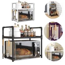 Estante Organizador Duplo Cozinha Escritorio Suporte Microondas Rack Forno Prateleira Multiuso Bancada Pia Armario Ganch Estante Organizador Duplo Cozinha Escritorio Suporte Microondas Rack Forno Prateleira Multiuso Bancada Pia Armario Ganch