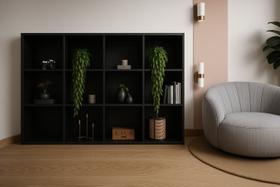 Estante Organizador Livreiro 12 nichos Multiuso Preto Estante Organizador Livreiro 12 nichos Multiuso Preto