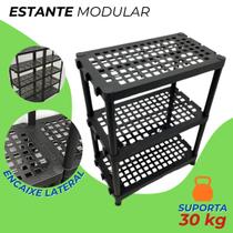 Estante Organizadora com 3 Prateleira de Plástico Modular Multiuso Preta Forte e Resistente Útil