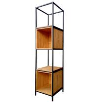 Estante Organizadora com Nichos Modelo Industrial Ferro em Preto e Madeira Maciça Castanheira Estante Organizadora com Nichos Modelo Industrial Ferro em Preto e Madeira Maciça Castanheira