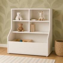 Estante Organizadora de Brinquedos Infantil com Baú e Nichos Estante Organizadora de Brinquedos Infantil com Baú e Nichos