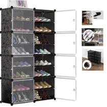 Estante organizadora de sapatos roupas multiuso modular resistente preta