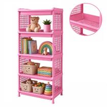 Estante Organizadora Infantil 5 Prateleiras Cesto Modular Rack Quarto Porta Brinquedo Roupas Sapatos Multiuso Rosa Estante Organizadora Infantil 5 Prateleiras Cesto Modular Rack Quarto Porta Brinquedo Roupas Sapatos Multiuso Rosa