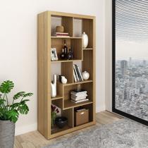 Estante Organizadora Livros para Sala com 8 Nichos/Prateleiras MDP Amêndoa Tecnomobili