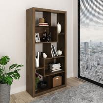 Estante Organizadora Livros para Sala com 8 Nichos/Prateleiras MDP Nogal Tecnomobili Estante Organizadora Livros para Sala com 8 Nichos/Prateleiras MDP Nogal Tecnomobili