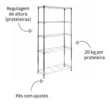 Estante Organizadora Multiuso Aço Cromado 180X90X35Cm Deluxe