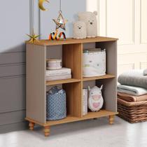 Estante Organizadora Para Quarto Infantil 4 Nichos Cinza Nature Conny Shop JM