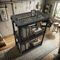 Estante organizadora Preta Plástico Com 3 Prateleira Modular Reforçada