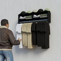 Estante ou Prateleira Branca MDP de Parede Com Expositor de Metal Organizador Funcional Estante ou Prateleira Branca MDP de Parede Com Expositor de Metal Organizador Funcional