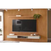 Estante p/ Sala até 100 Pol Modular 3.0 Ripado c/ 2 Portas 1 Prat. 297x250cm Nature/Off White - Linea Brasil