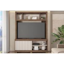 Estante p/ Sala até 65 Pol Cinne c/ Ripado Pés 160x203cm Nogueira San Remo/Off White - Caemmun Estante p/ Sala até 65 Pol Cinne c/ Ripado Pés 160x203cm Nogueira San Remo/Off White - Caemmun