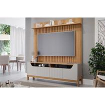 Estante p/Sala até 70 Pol Moema Ripado c/Pés 180x197cm Off White/Nature - Permóbili
