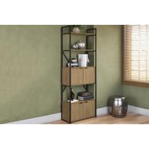 Estante p/Sala Industrial Alta LI018 c/ 4 Portas 72x200cm Freijo/Preto - Kappesberg Estante p/Sala Industrial Alta LI018 c/ 4 Portas 72x200cm Freijo/Preto - Kappesberg