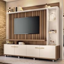 Estante Painel de TV 60 Pol 200cm Titan Castanho/Off White - HB Móveis
