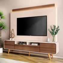 Estante Painel De Tv 85 220cm Nobre Castanho-off White - Hb Móveis