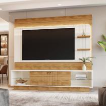 Estante Painel Home para TV 65" Guaiba Off White/Amêndoa- MABE MAGAZINE