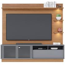 Estante Painel Para 70 Pol Com Led Itapema C04 Freijó Cinza Fosco - Lyam Decor