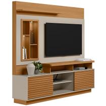 Estante Painel Para TV 60 Pol Com LED 200cm Bacchi L05 Nature Off White - Lyam Decor