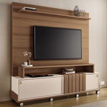 Estante Painel Para TV 65 Pol com Rodízios Cloud B01 Castanho Off White - Lyam Decor Estante Painel Para TV 65 Pol com Rodízios Cloud B01 Castanho Off White - Lyam Decor