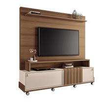 Estante Painel Para Tv 65 Polegadas Petros 180x180-Castanho-Off White-EdeCasaMoveis