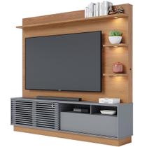 Estante Painel Para TV 70 Pol com LED Itapema C04 Freijó Cinza Fosco - Lyam Decor