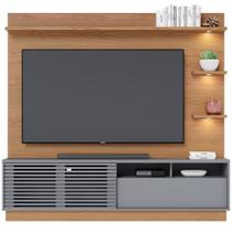 Estante Painel Para TV 70 Pol com LED Itapema C04 Freijó Cinza Fosco - Lyam Decor