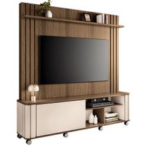 Estante Painel Para TV 70 Pol Com Rodízios Linus B01 Castanho Off White - Lyam Decor Estante Painel Para TV 70 Pol Com Rodízios Linus B01 Castanho Off White - Lyam Decor